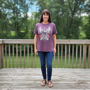 Women's Harley-Davidson Purple White Eagle Rose Short Sleeve Tee Large